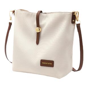 MAKEUPKITTEN帆布水桶包女2025新款秋冬单肩斜挎包通勤新款妈妈包