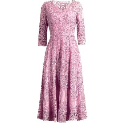 玉指承弦 金丝线重工蕾丝刺绣连衣裙礼服高贵收腰中长款 2026春