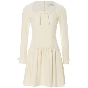 sincethen 法式小香风长袖连衣裙千金穿搭白色度假短款裙子女春季