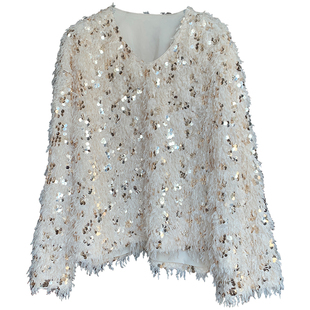 SourceWithU 闪闪惹人爱 节日氛围感亮片毛衣女设计感毛衣连衣裙