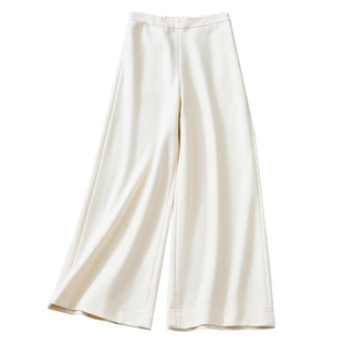 会吾良人秋冬羊毛混纺直筒裤松紧腰高级感气质显瘦百搭休闲阔腿裤