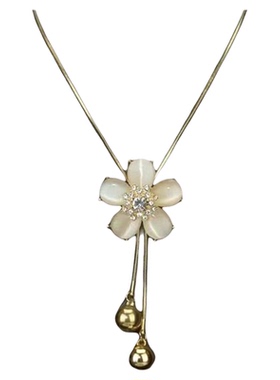 猫眼石花朵可调节毛衣链