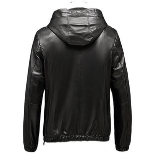 海宁皮衣男真皮带帽皮夹克连帽羽绒内胆绵羊皮休闲新款羽绒服大码