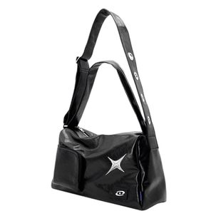 木与石托特包女大容量斜挎包运动健身包男银色单肩通勤包黑色包包