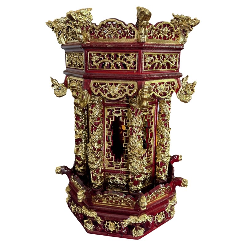 木雕天公灯龙柱吊灯仿古实木灯具中国风宫廷天灯古典灯笼福灯宫灯
