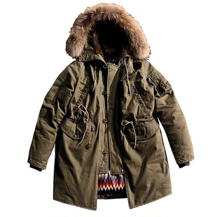 年终压轴~重磅加厚N3B中长款连帽羽绒服白鸭绒大貉子毛领保暖大衣