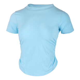 现代舞练功服上衣女夏短袖形体训练服中国古典舞拉丁舞蓝色舞蹈服