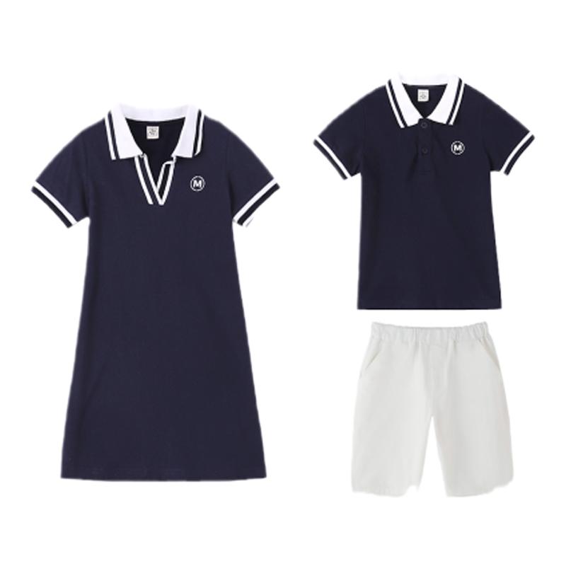 亲子装夏装一家三口2024新款潮母女装连衣裙全家装  学生亲子班服