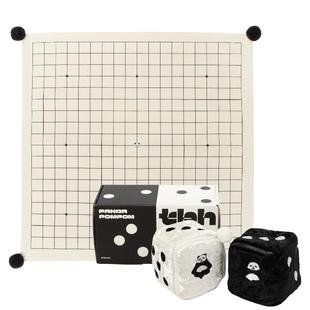 tbh野兽派家居熊猫嘭嘭玉石五子棋便携套装益智黑白棋子带棋盘