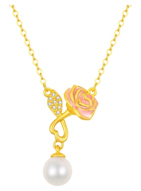 珍珠玫瑰花项链女纯银轻奢