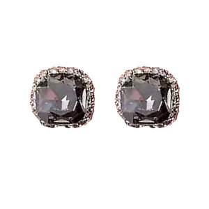 2025年新款潮灰水晶耳钉女精致纯银针锆石耳环气质百搭民族风耳饰