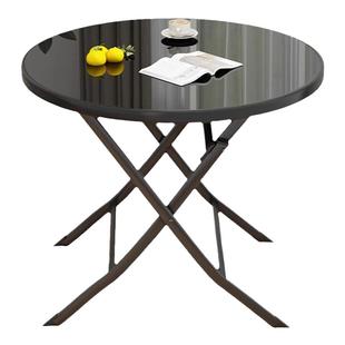 餐桌桌钢化玻璃可折叠圆桌吃饭桌子小户型家用阳台庭院折叠桌