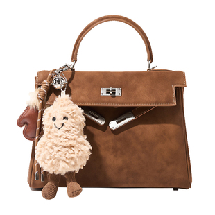 Bag of parody手提包包女2025新款春季磨砂真皮凯莉包复古斜挎包