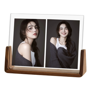 创意实木相框摆台定制高级感情侣透明打印7寸8洗照片做成相册框架