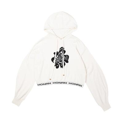HONRN/红人套头连帽花朵提花毛衫