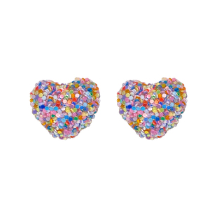 多巴胺彩色满钻爱心耳钉女2025年新款耳环独特春天耳饰轻奢高级感