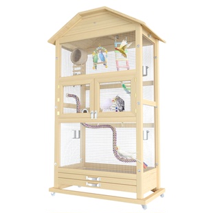 鹦鹉笼子实木质大型超大号牡丹虎皮鹩哥八哥玄凤鸟笼家用豪华别墅