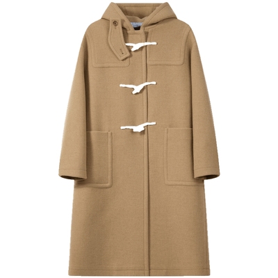 滨波含山羊绒牛角扣大衣学院风