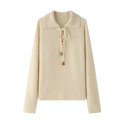 羊绒混纺蓬松柔软慵懒风绑带毛衣