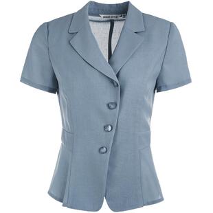 名师路斜襟短袖西装外套女夏新款薄上衣ol职业修身通勤优雅