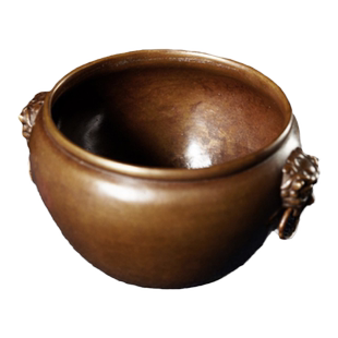 【西泠文房】兽面环耳墨缸书法国画笔洗文房四宝收藏馈赠摆件文房专用仿古铜器洗毛笔缸铜文房