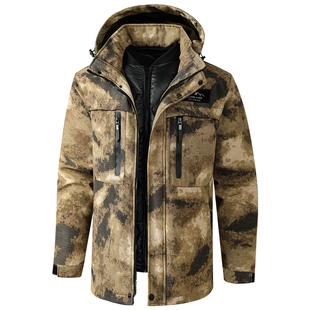 冬季工作服棉衣男加绒加厚可拆卸工装棉袄冬装劳保服棉服迷彩大衣