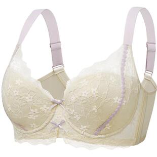 华尚慕艺夏天内衣大胸显小蕾丝女大胸罩聚拢防下垂全罩杯薄款文胸