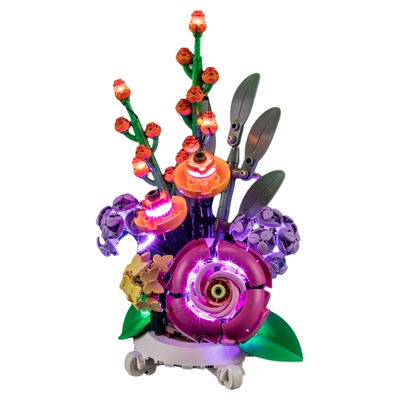 YEABRICKS适用乐高40762灯饰 植物花束混合花盆栽景LED灯光组配件