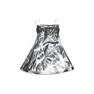 CCA辣妹金属银色亮面吊带裙女内搭赛博朋克风背心裙反光连衣裙女