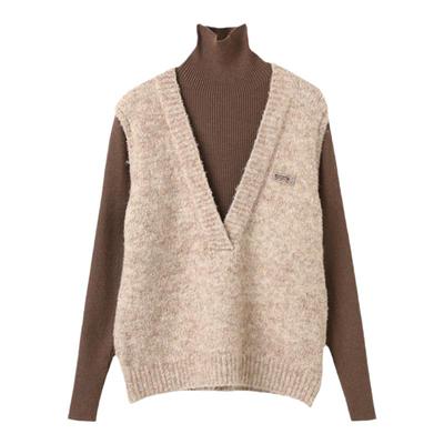 西町村屋复古简约假两件针织衫