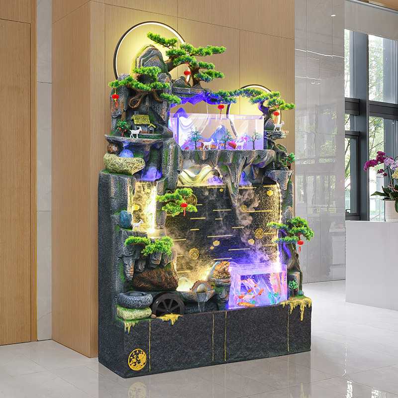 假山流水喷泉摆件循环水幕墙装饰开业玄关招财屏风办公室客厅鱼缸