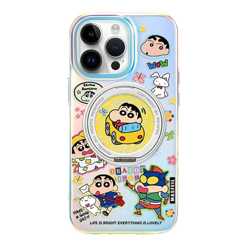 MASFEIL × 阳光小新适用苹果17Promax手机壳新款Lo5磁吸带支架iPhone16Pro保护套14支点15por可爱创意女13pm