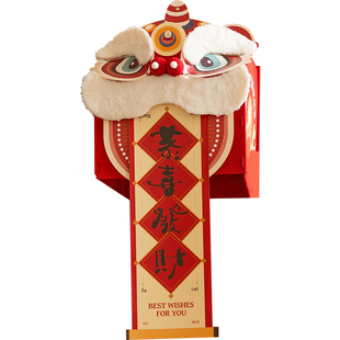 毛绒醒狮摆件装饰过年商场酒店场景氛围布置创意立体落地堆头装扮