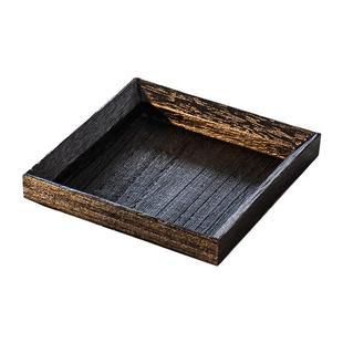 侘寂风复古实木托盘长方形茶盘酒店民宿会所咖啡厅黑色点心木盘子