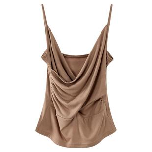 夏季新款韩版背心女纯色简约内搭打底百搭纯白V领修身褶皱小吊带