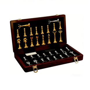 豪华国际象棋高档实木礼盒金属古铜色儿童折叠棋盘欧式摆件西洋棋
