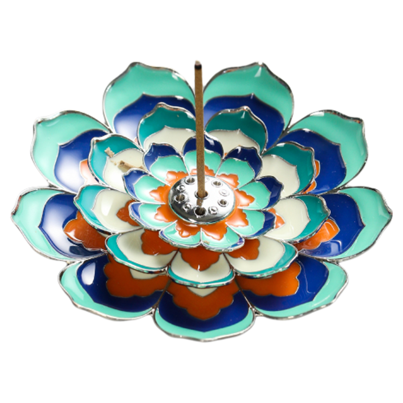 敦煌研究院三层金属莲花香插家用室内线香香托香座茶室中式香底座