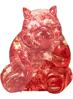 生肖有礼熊猫碎钞红色树脂摆件