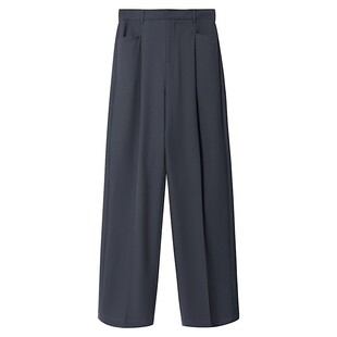 Basic House/百家好黑色西装裤女职业通勤直筒宽松显瘦休闲裤子