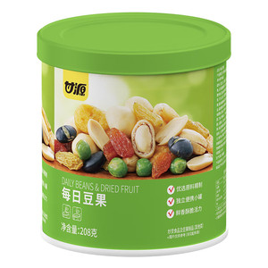 甘源每日豆果罐装208g坚果仁混合干果炒货旗舰店休闲零食小吃批发