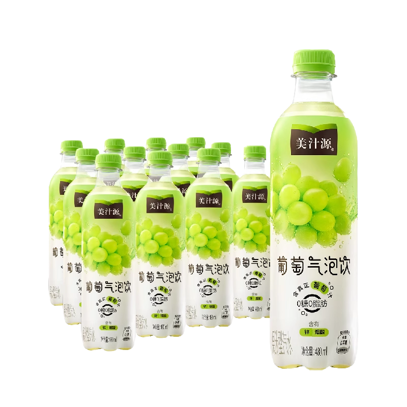 可口可乐美汁源葡萄蜜桃气泡饮480ml*12瓶装正品经典夏日果味饮品