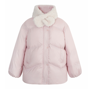 YUZI鱼子90白鹅绒羽绒服轻奢甜美减龄宽松冬厚外套赠围巾大码女装