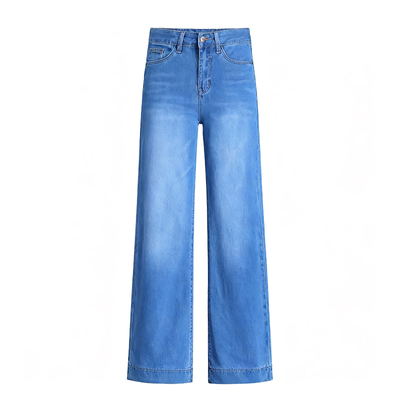浅蓝色阔腿牛仔裤女2025秋冬加绒