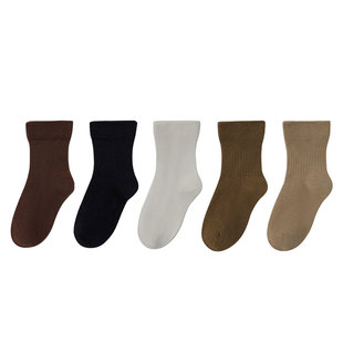 儿童袜子春秋款男女童宝宝棉袜2025秋季新款小孩纯色无骨中筒童袜
