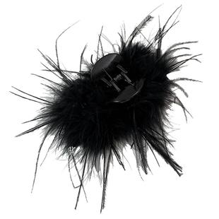 高级感水钻羽毛抓夹女后脑勺盘发发夹气质头发夹子发卡鸵鸟毛头饰