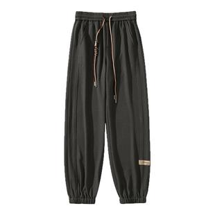 NASA华夫格裤子男款春季美式宽松束脚运动卫裤男士J休闲长裤子