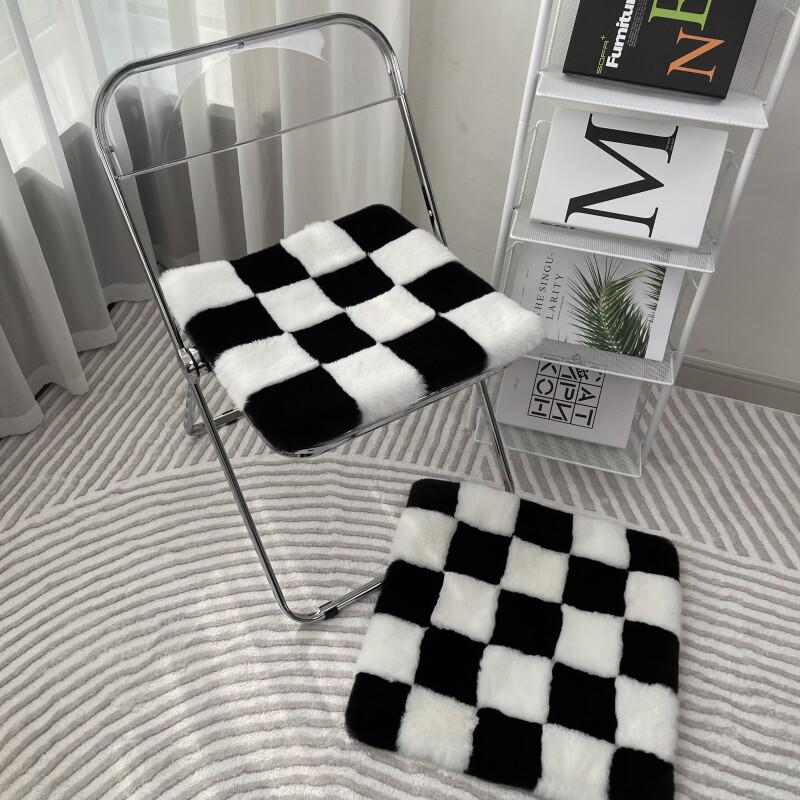 棋盘格坐垫椅子垫卧室梳妆台地垫办公椅坐垫沙发凳子垫方格地毯垫