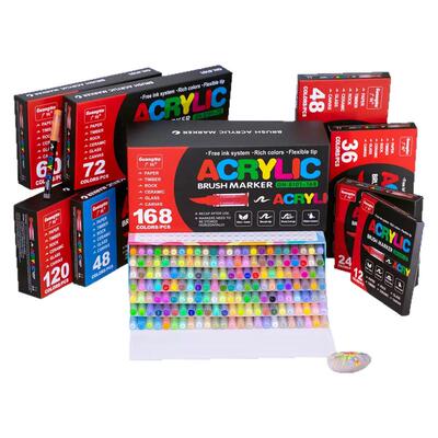 广纳8101直液式丙烯马克笔软头美术学生动漫diy可叠色手绘画水彩