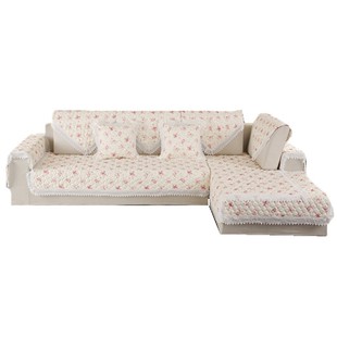 四季通用简约现代亚麻布艺沙发垫小花棉麻沙发巾防滑加厚抱枕包邮