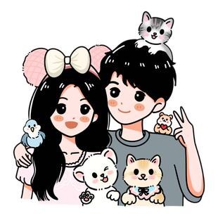 q版手绘画头像定制卡通形象设计情侣约稿代画像真人照片转动漫画